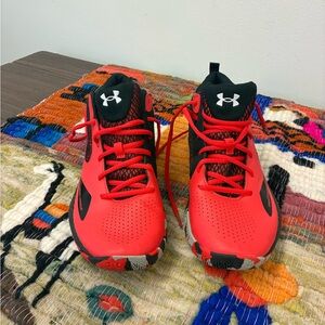 Under Armour Kids Red and Black Sneakers